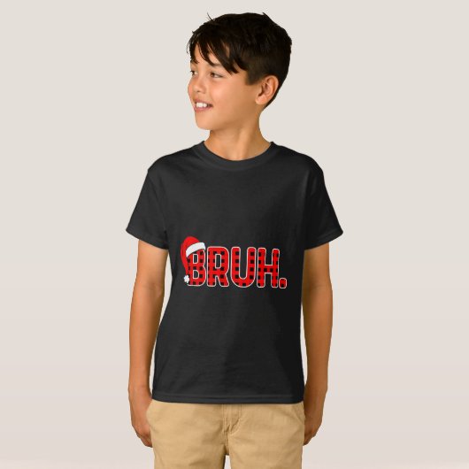 T-shirt Bruh Funny Christmas Plaid Teens Boys Kids Xmas Pa (Devant entier)