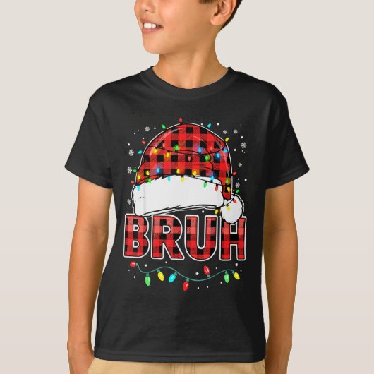 T-shirt Bruh Funny Santa Hat Lights Christmas  (Devant)