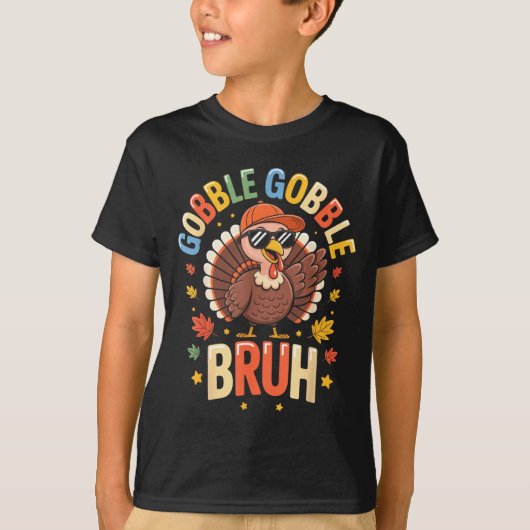 T-shirt Bruh Funny Thanksgiving Turkey Gobble Shirt Boys G (Devant)