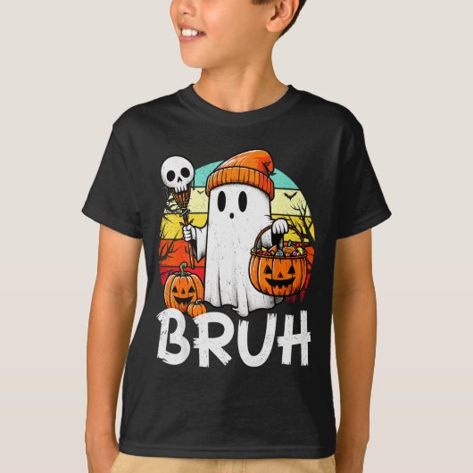 T-shirt Bruh Ghost Funny Halloween Boo Soky Halloween Bruh (Devant)