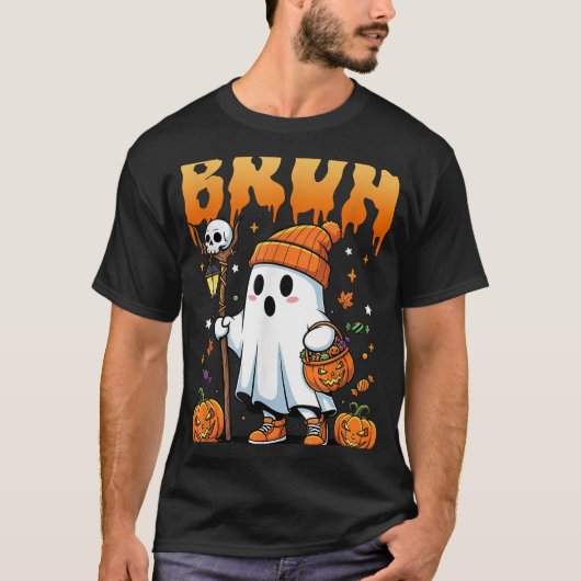 T-shirt Bruh Ghost Halloween mignon Ghost Tricot Ou Traite (Devant)