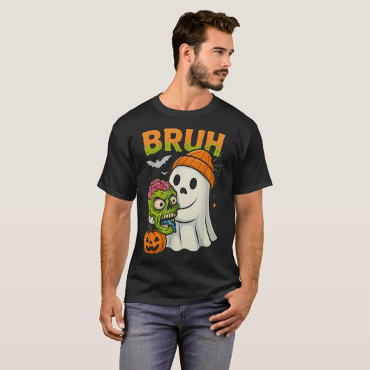 T-shirt Bruh Halloween Ghost Zombie Cerveau Chasse (Devant entier)