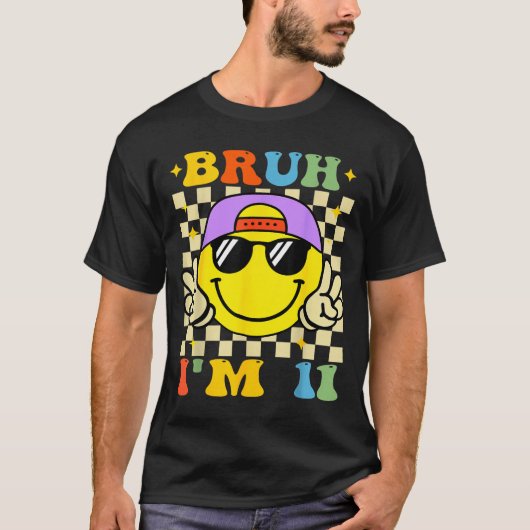 T-shirt Bruh I'm 11 Years Old Purple Birthday Boys 11th Bi (Devant)