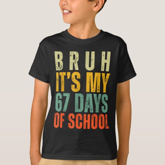 T-shirt Bruh It's My 67 Days Of School Dabbing Boy Funny S (Devant)