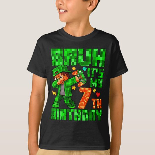 T-shirt Bruh It's My 7th Birthday Boy Game Xel 7 Years Old (Devant)