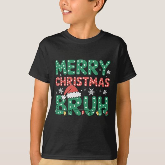 T-shirt Bruh Mème Drôle Dire Bro Salutation Noël (Devant)
