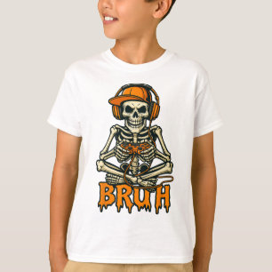 T-shirt Bruh Skeleton Gamer Drôle Jeu Vidéo Jeu Hallow