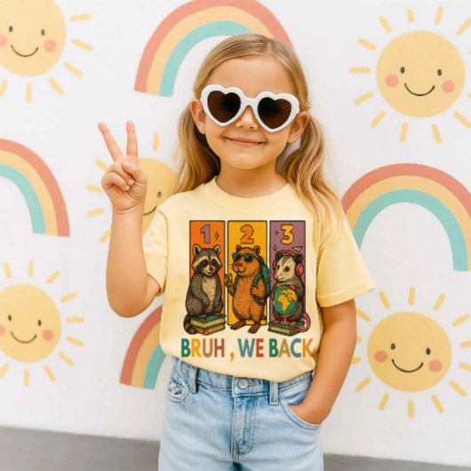 T-shirt Bruh We Back Raccoon Capybara Opossum School Bac