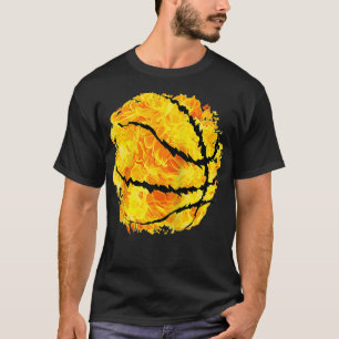 T-shirt Brûler le basket-ball en feu avec le contour déchi