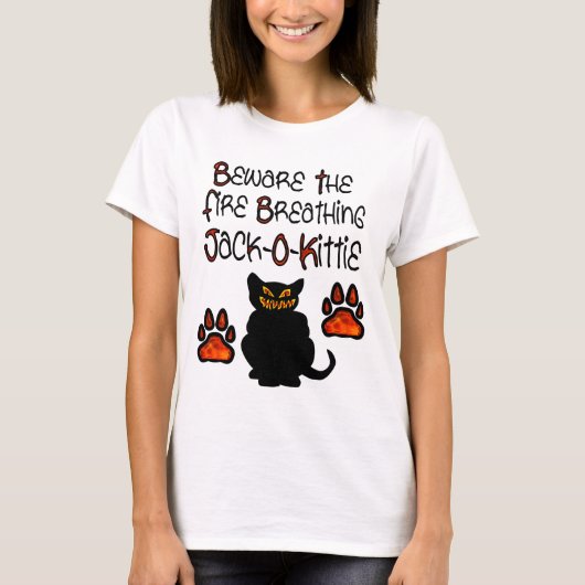 T-shirt Brûlure de feu Jack-O-Kittie (Devant)