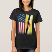 T-shirt Brunei Bruneian American Flags Proud USA Brunei (Devant)