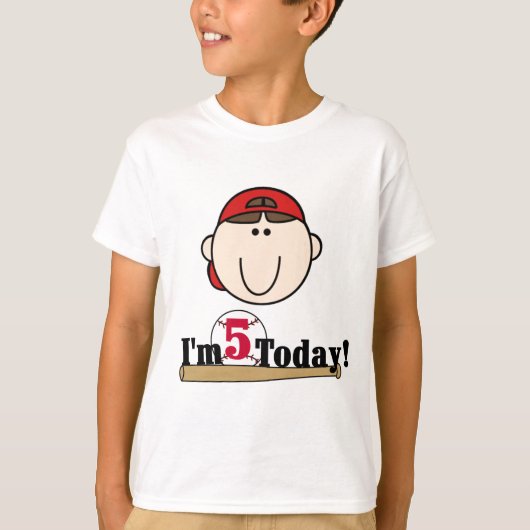 T-shirt Brunette Boy Baseball 5e anniversaire (Devant)