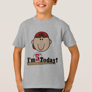 T-shirt Brunette Boy Baseball 5e anniversaire