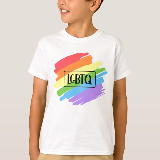 T-shirt Brushstrokes LGBTQ Arc-en-ciel (Devant)