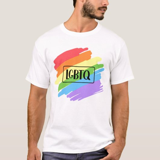 T-shirt Brushstrokes LGBTQ Arc-en-ciel (Devant)