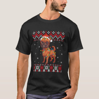 T-shirt Brussels Griffon Chien Santa Hat Hommes Enfants Vi