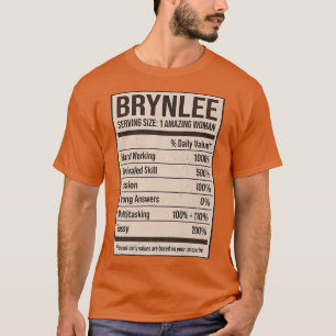 T-shirt Brynlee Nutrition Facts Nom Pseudo Alias Titre
