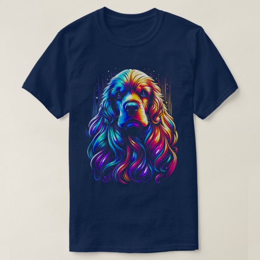 T-shirt BTN258 Nouveau Cocker Artistique Coloré Spaniels P (Design devant)