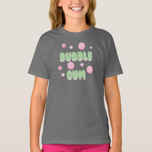 T-shirt Bubble Gum Rétro Menthe et Typographie Rose