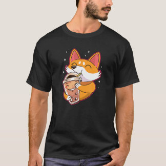 T-shirt Bubble Kawaii Corgi Boire Boba Tea Dog Fox