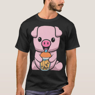 T-shirt Bubble Lait Thé Cochon Cute Cochon Boire Boba Lait