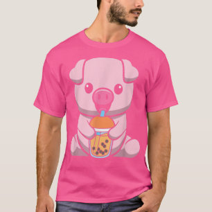 T-shirt Bubble Lait Thé Cochon Cute Cochon Boire Boba Lait