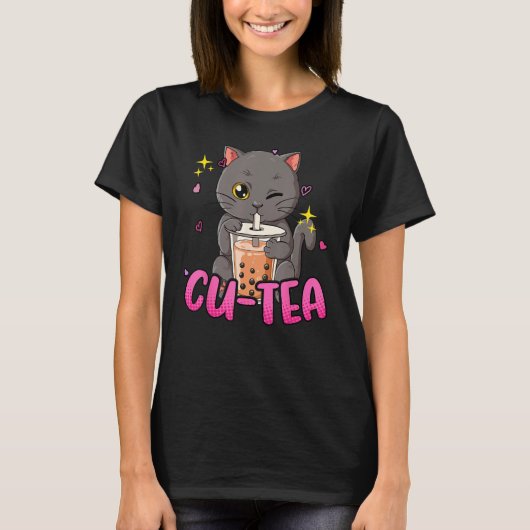 T-shirt Bubble Tea Cat Cu Tea Boba (Devant)