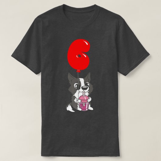 T-shirt Bubble Tea Puppy - 6th Birthday - Kids Balloon Par (Design devant)