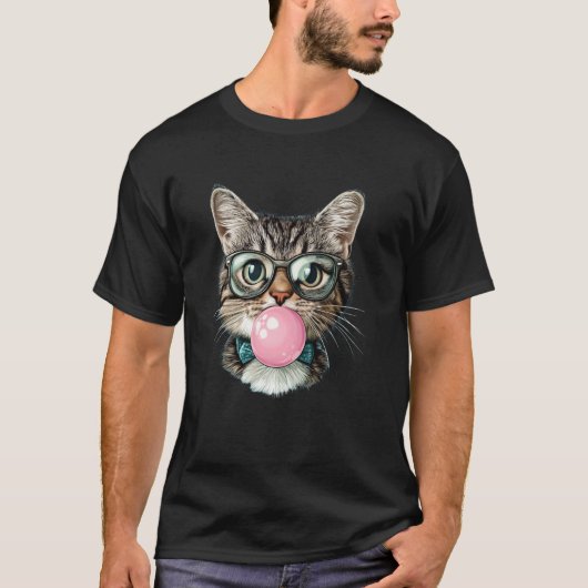 T-shirt Bubblegum lunettes de chat drôle (Devant)