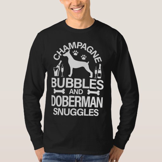 T-shirt Bubbles De Champagne Et Doberman Snuggets Canine C (Devant)