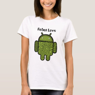 T-shirt Bubbles Doodle Character pour le robot Android™