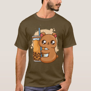 T-shirt Buble Lait Thé Boba Thé Cute Ours Brown Japonais