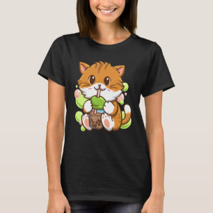 T-shirt Buble Thé Chat Boba Buveur Thé Tapioca Boules chat