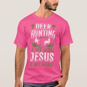 T-shirt Buck Deer Chasse Chasseur Jésus Foi Cerf Vintage