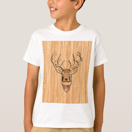 T-shirt Buck Deer Head Bois Grain Style (Devant)