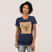 T-shirt Buck Deer Head Bois Grain Style (Devant entier)