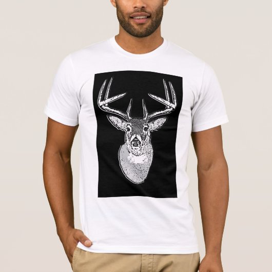 T-shirt Buck on Bold Black White Tail Deer (Devant)