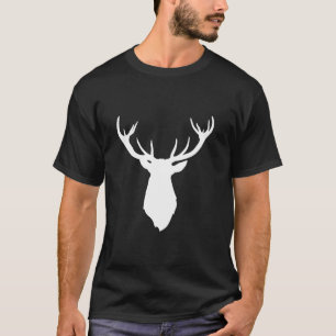 T-shirt Buck Stag Deer Head Antlers White Silhouette
