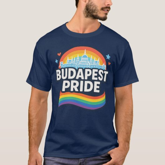 T-shirt Budapest Pride LGBTQ+ Rainbow Skyline (Devant)