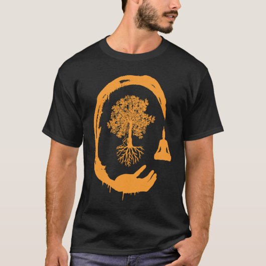 T-shirt Buddha Monk Namaste Praying Pray Smile Happy Laugh (Devant)