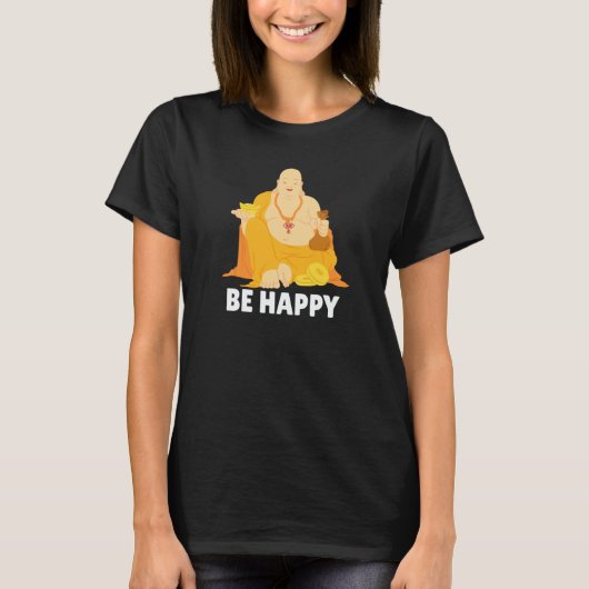 T-shirt Buddha Monk Namaste Praying Pray Smile Happy Laugh (Devant)