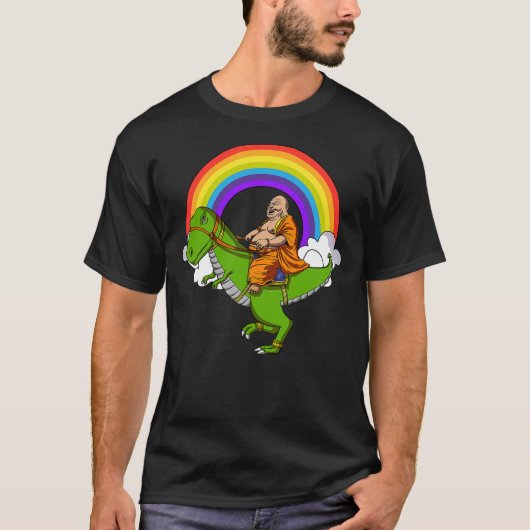 T-shirt Buddha Riding T-Rex Dinosaur Zen Yoga Meditation S (Devant)
