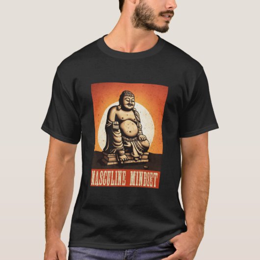 T-shirt buddha statue masculine mindset retro sun style (Devant)