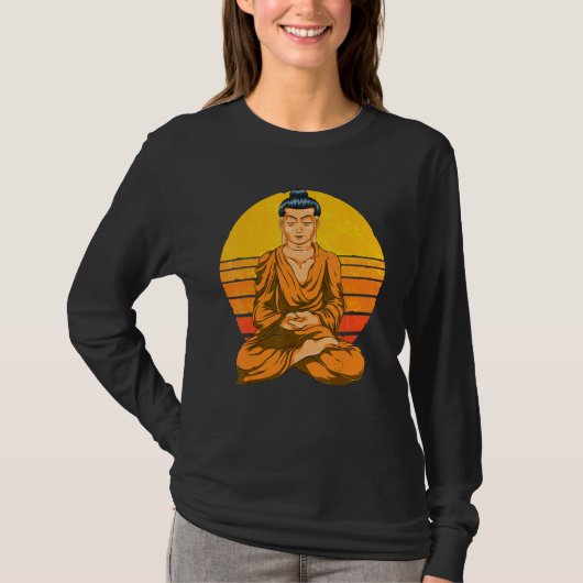 T-shirt Buddhism Spiritual Meditation Buddhist Retro Sunse (Devant)
