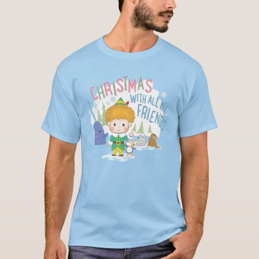 T-shirt Buddy l'Elfe Noël avec tous mes amis (Devant)