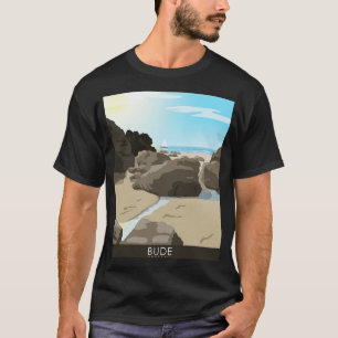 T-shirt Bude beach Cornwall UK illustration