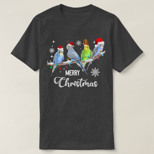 T-shirt Budgerigar Budgie Bird Feux de Noël (Design devant)