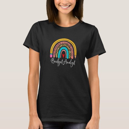 T-shirt Budget Analyst Leopard Rainbow Accounting Back To  (Devant)