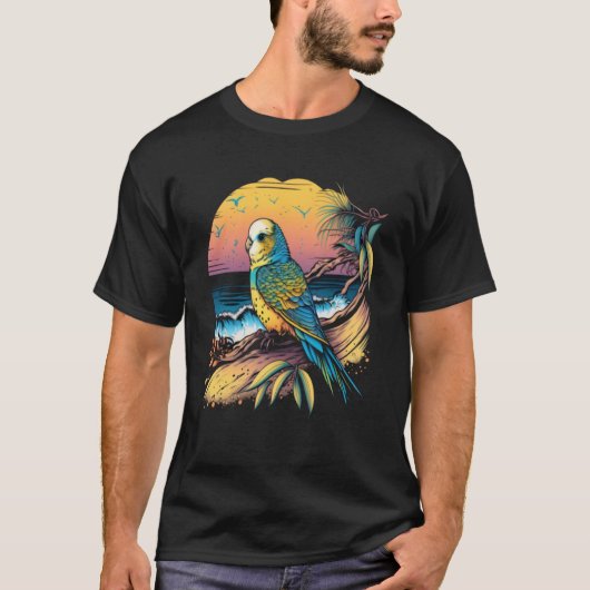 T-shirt Budgie Beach Budgerigar Parakeet Bird Été 3 (Devant)