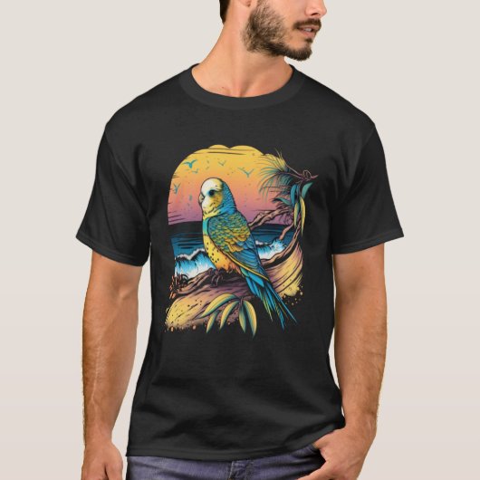 T-shirt Budgie Beach Budgerigar Parakeet Bird Summer  3 (Devant)